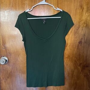 Banana Republic Forest Green V-Neck Tee